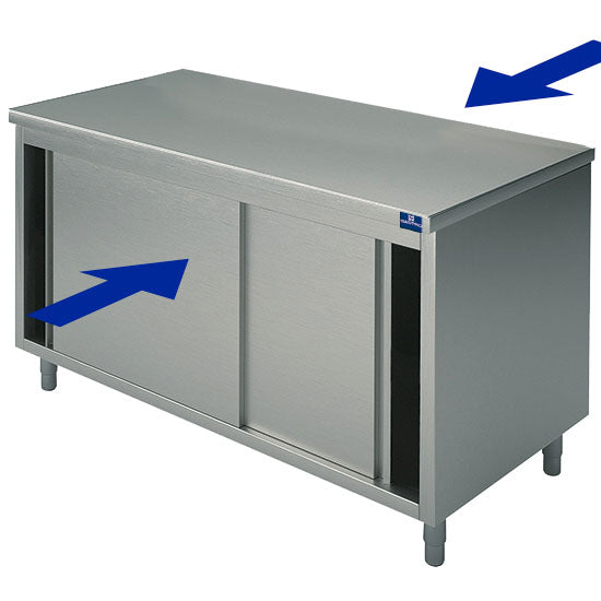Neutraler Durchreichearbeitsschrank mit Schiebetüren, 1300x800 mm