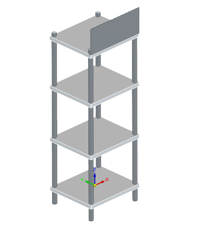 Werbeaufsteller aus Edelstahl mit 4 Regalböden, 700x600x2000 mm