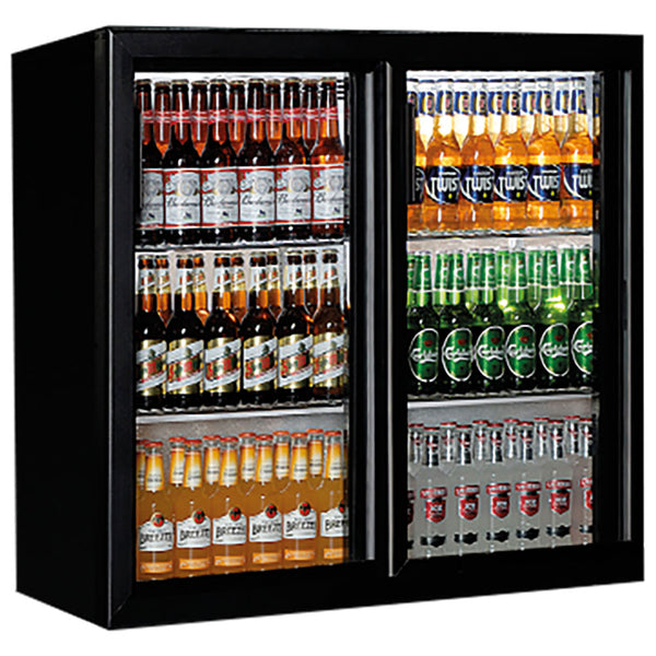 Barkühlschrank mit 2 Glasschiebetüren, 201 Liter, -1°/+5°C