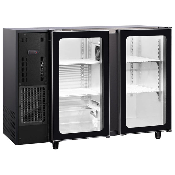 Barkühlschrank mit 2 Glasflügeltüren, 380 Liter, -2°/+8°C - schwarz lackiert