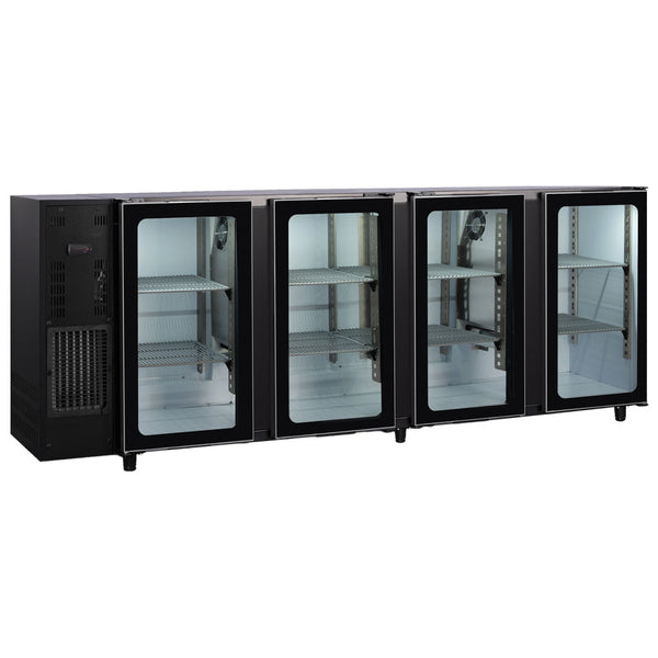 Barkühlschrank mit 4 Glasflügeltüren, 794 Liter, -2°/+8°C - schwarz lackiert