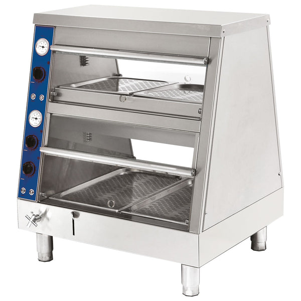 Speisenwärmer Bainmarie mit 2 Ebenen, 2x GN 1/1 + 2x GN 2/3