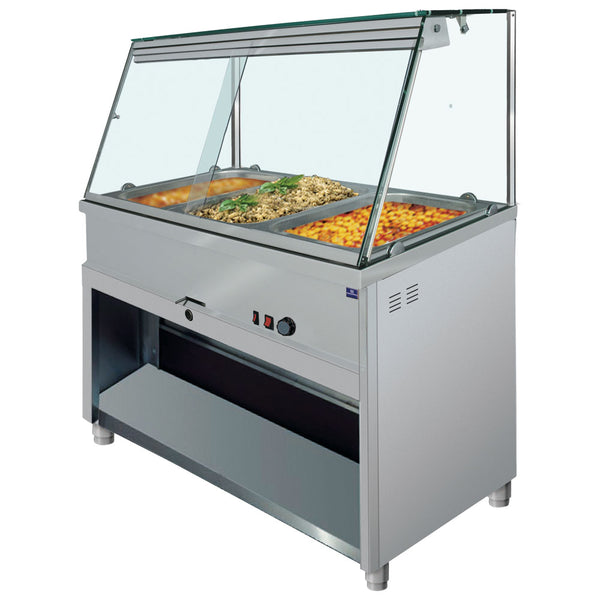 Bainmarie-Theke 4x GN 1/1 mit gerader Frontverglasung, +30°/+90°C