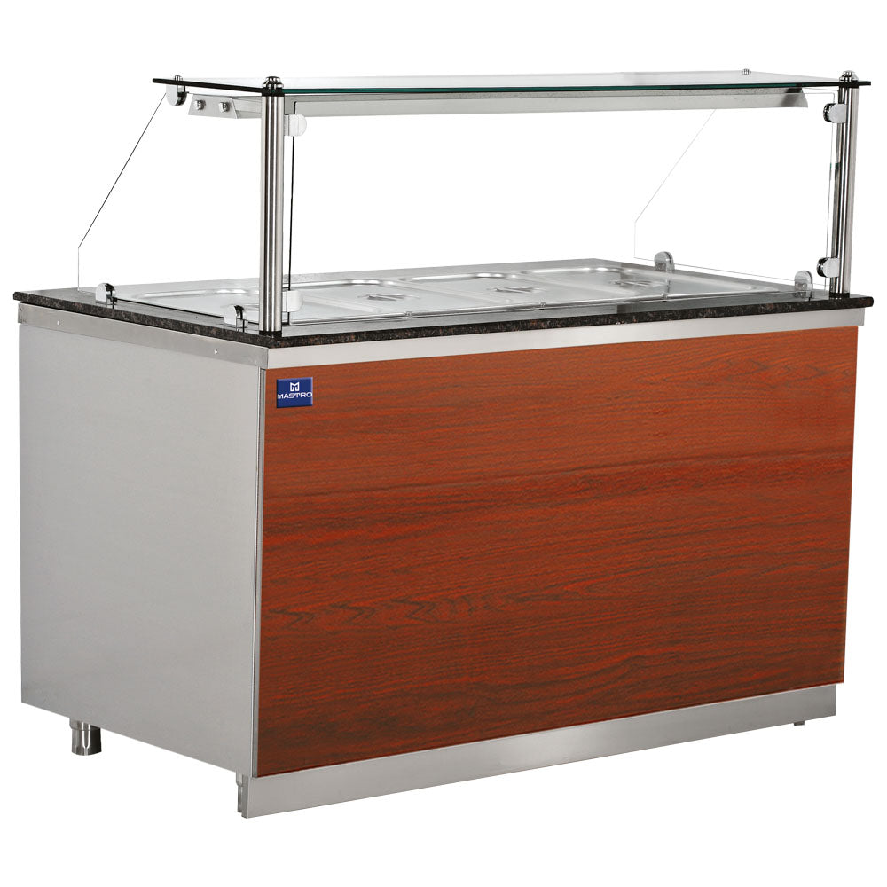 Bainmarie Theke auf offenem Unterbau 3x GN 1/1 mit gerader Frontverglasung, +30°/+90°C