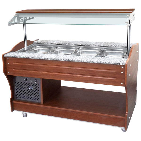 kaltes Buffet mit statischer Kühlung, Inselmodell, 4x GN 1/1 H=150 mm, Haube nicht absenkbar