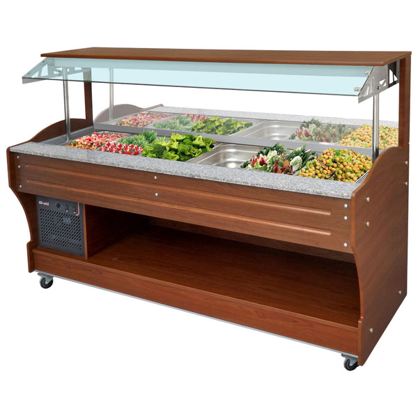kaltes Buffet mit statischer Kühlung, Wandmodell, 6x GN 1/1 H=150 mm, Haube nicht absenkbar