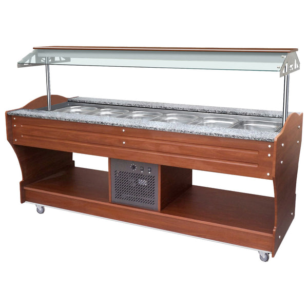 kaltes Buffet mit statischer Kühlung, Inselmodell, 6x GN 1/1 H=150 mm, Haube nicht absenkbar