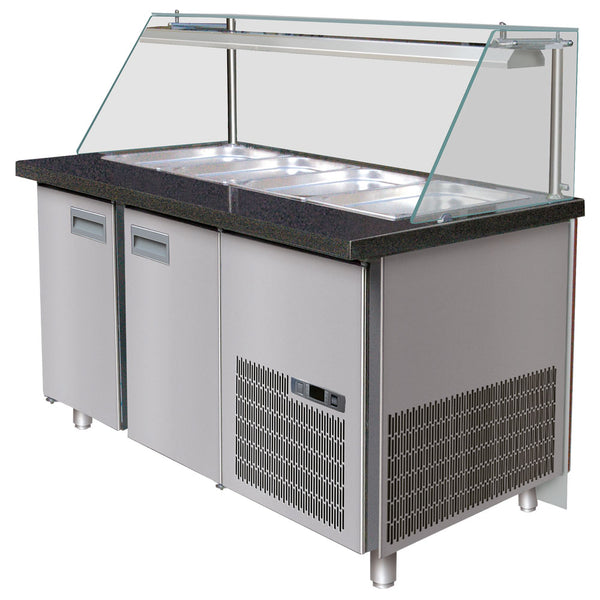 Kalte Theke 3x GN 1/1 mit Kühlunterbau und gerader Frontverglasung, 0°/+10°C