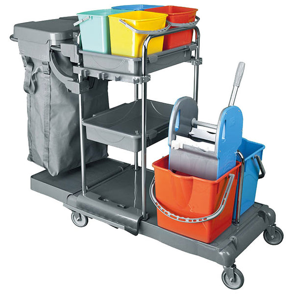 Reinigungswagen mit Sackhalter und Moppeimer