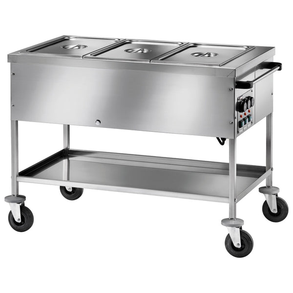 Bainmarie-Wagen mit Zwischenboden, 3x GN 1/1 H=150 mm, 3 Temperaturzonen
