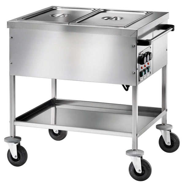 Bainmarie-Wagen mit Zwischenboden, 2x GN 1/1 H=150 mm, 2 Temperaturzonen