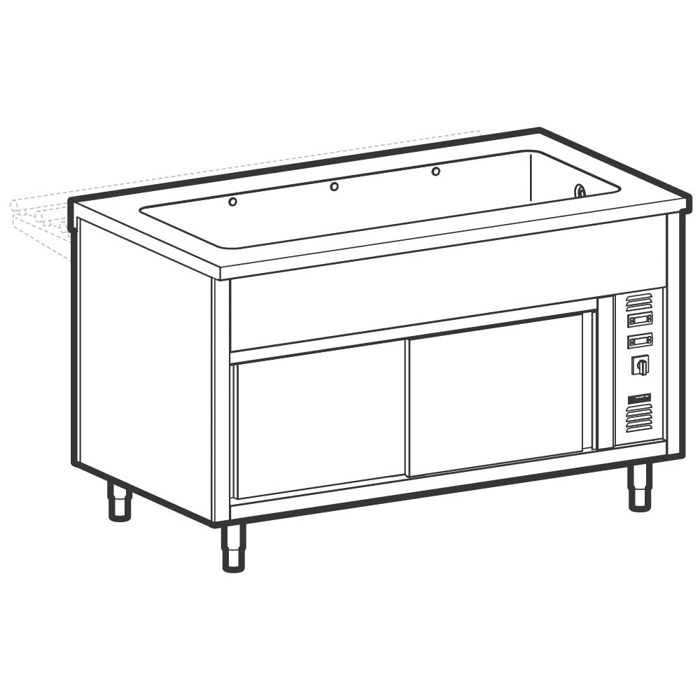 Bainmarie-Element auf Wärmeschrank, 4x GN 1/1
