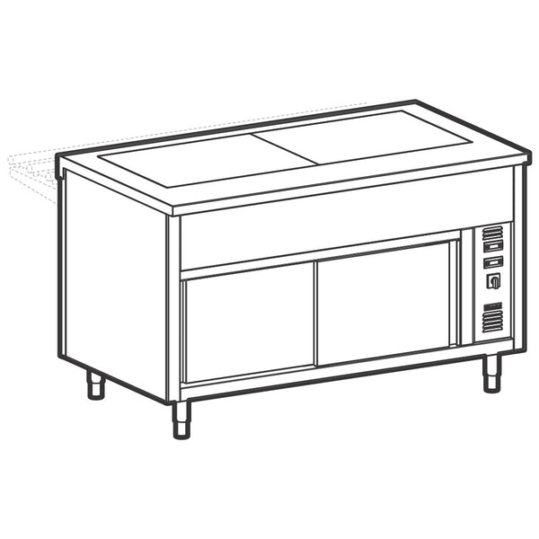 Warmhalteplatte mit gehärtetem Glas auf Wärmeschrank, 4x GN 1/1