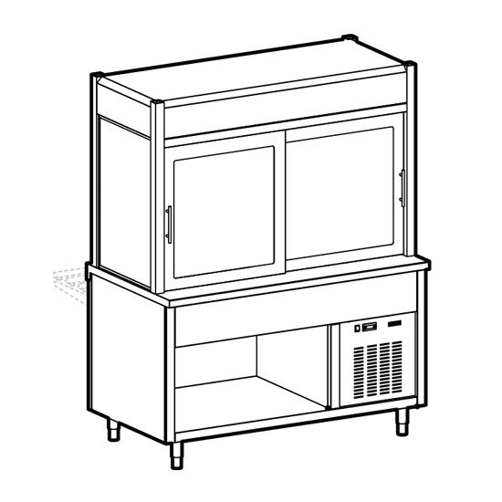 Kühlvitrine 2-etagig mit Kühlplatte auf offenem Unterbau, 3x GN 1/1
