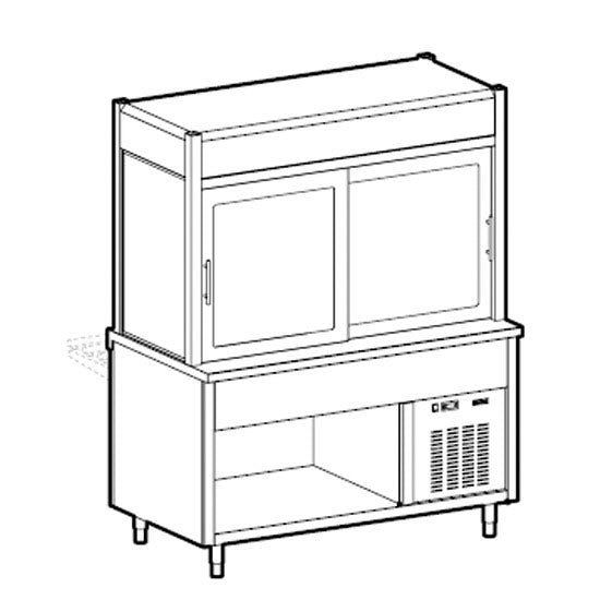 Kühlvitrine 2-etagig mit Kühlplatte auf offenem Unterbau, 5x GN 1/1