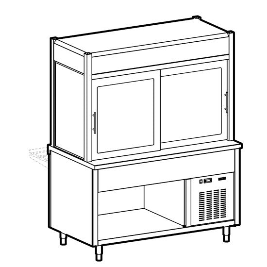 Kühlvitrine 3-etagig mit Kühlplatte auf offenem Unterbau, 6x GN 1/1