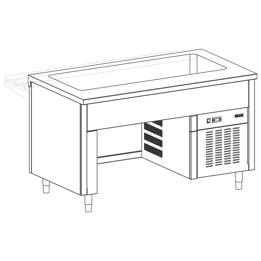 Kühlwanne auf Brückenstruktur, 3x GN 1/1