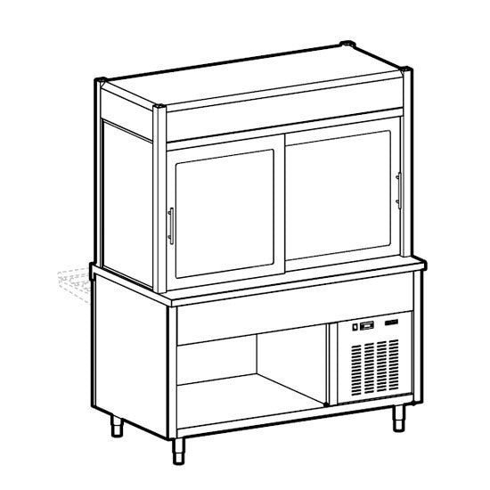 Kühlvitrine 2-etagig mit Kühlwanne auf offenem Unterbau, 5x GN 1/1