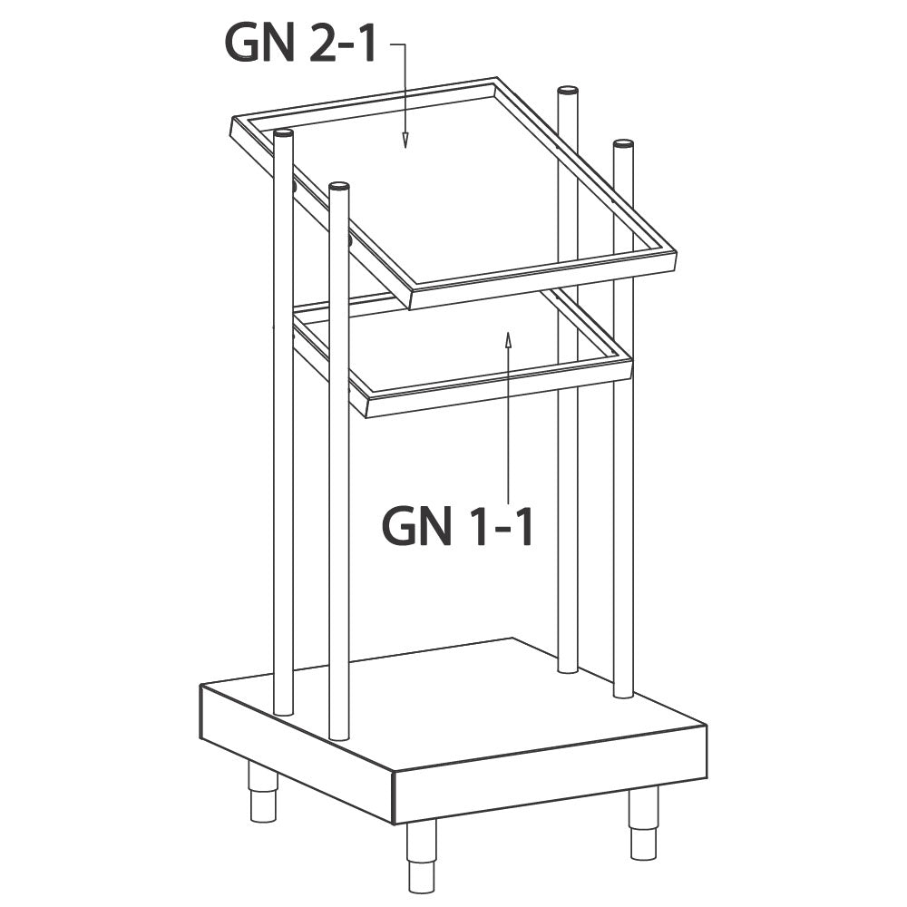 Tablett- und GN-Behälter-Element, 686x700 mm