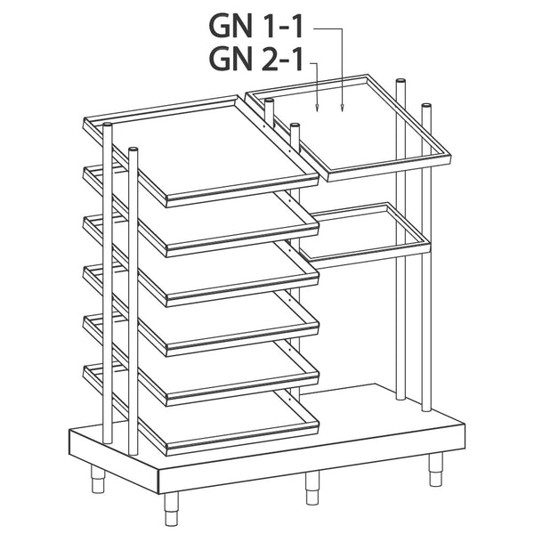 Tablett- und GN-Behälter-Element mit Gläser-Ausgabeelement, 1312x700 mm