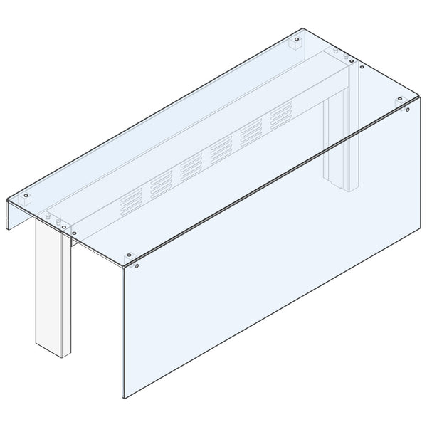 Ausgabeaufsatz 1 Ebene mit geradem Glas und Hustenschutz-Frontglas, 1385x475 mm