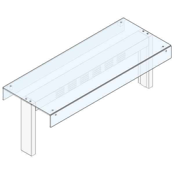 Ausgabeaufsatz 1 Ebene mit geradem Glas beidseitig, 1385x450 mm
