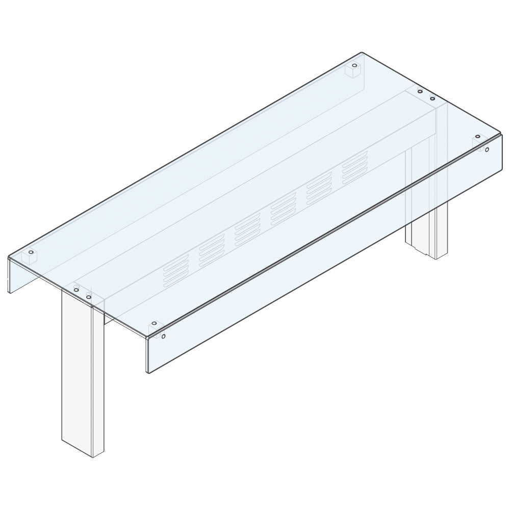 Ausgabeaufsatz 1 Ebene mit geradem Glas beidseitig, 2035x450 mm