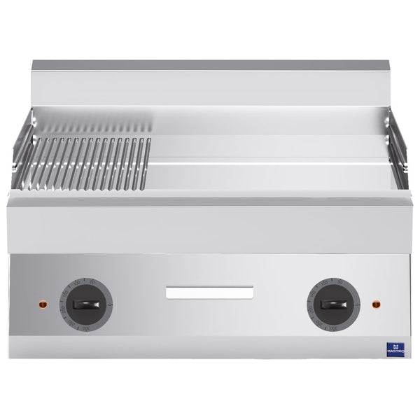 Elektro-Grillplatte, Tischmodell, verchromt 1/3 gerillt und 2/3 glatt