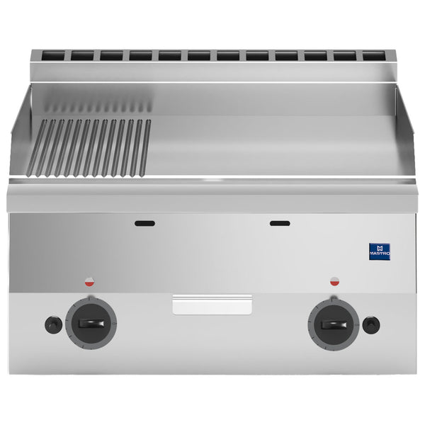 Gas-Grillplatte, Tischmodell, 1/3 gerillt und 2/3 glatt