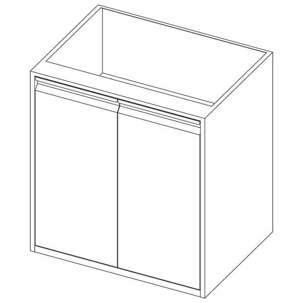 Unterbau mit Flügeltür und 2 Zwischenböden, 500x590 mm