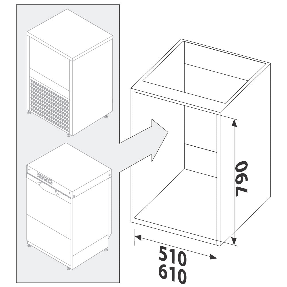 Unterbau für Eisbereiter und Gläserspülmaschinen, 550x590 mm