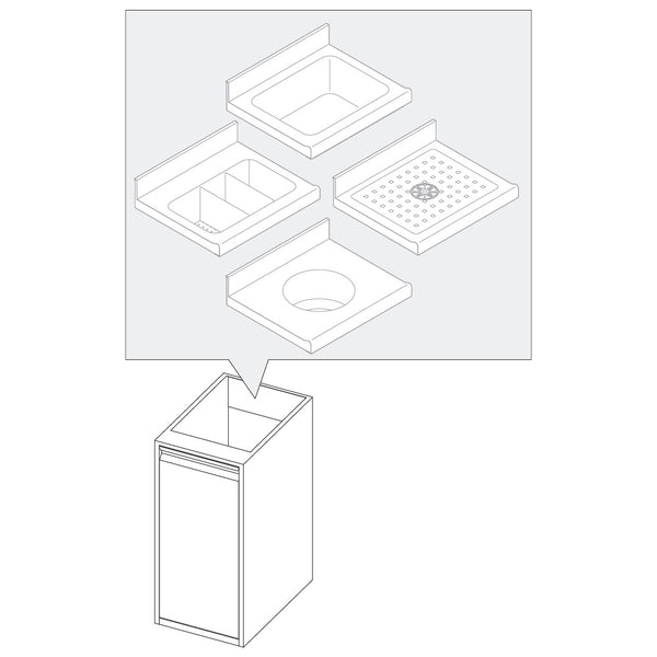 Unterbau mit 2 Flügeltüren für Becken, 800x690 mm
