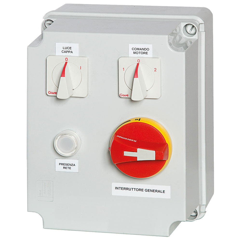 Drehzahlregler mit Gasmagnetventil, 2 Geschwindigkeiten, 400 V, max 1,50 kW, mit Lichtschalter