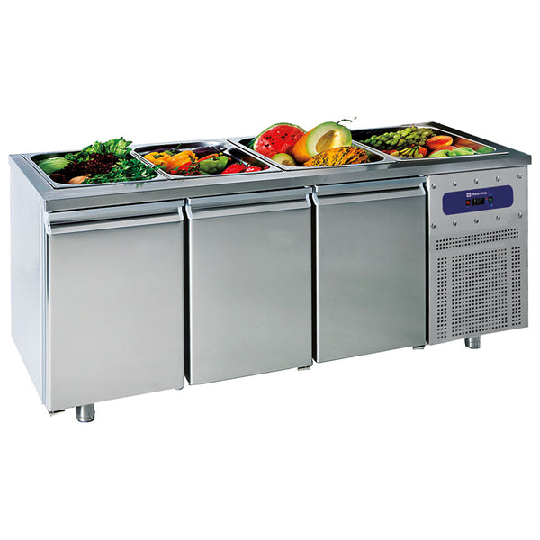 Saladette mit 3 Türen GN 1/1, 5x GN 1/1 H=150 mm, -2°/+8°C