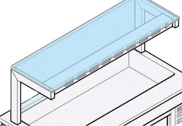 Aufsatz 1 etagig- mit geradem glas, 1200x400 mm