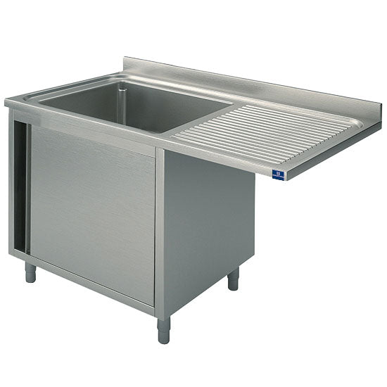 Spülschrank mit Flügeltür für Einbau-Geschirrspüler, 1 Becken links, 1400x600 mm