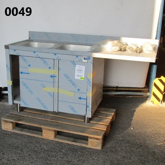 Spülschrank mit Schiebetüren für Einbau-Geschirrspüler, 2 Becken links, 1600x600 mm - BESCHÄDIGT