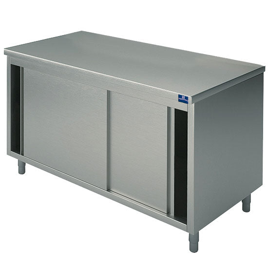 Neutraler Arbeitsschrank mit Schiebetüren, ohne Aufkantung, 1000x800 mm