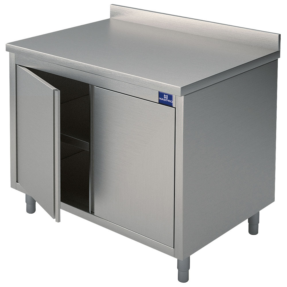 Neutraler Arbeitsschrank mit 2 Flügeltüren und Aufkantung, 800x800 mm
