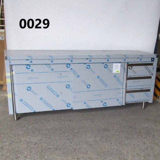Neutraler Arbeitsschrank mit Schubladeneinheit rechts, ohne Aufkantung, 2000x600mm - BESCHÄDIGT