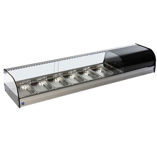 Tapaskühltheke mit gebogener Frontverglasung, 6x GN 1/3 H=40 mm