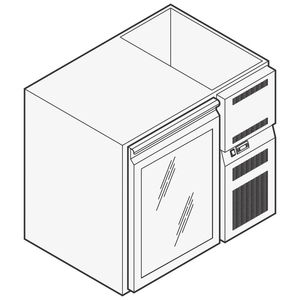 Getränkekühltheke mit 1 Glastür, 930x690 mm, +2°/+10°C