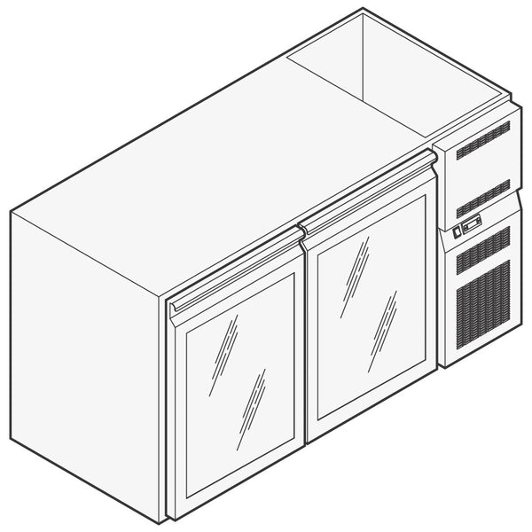 Getränkekühltheke mit 2 Glastüren, 1510x690 mm, +2°/+10°C
