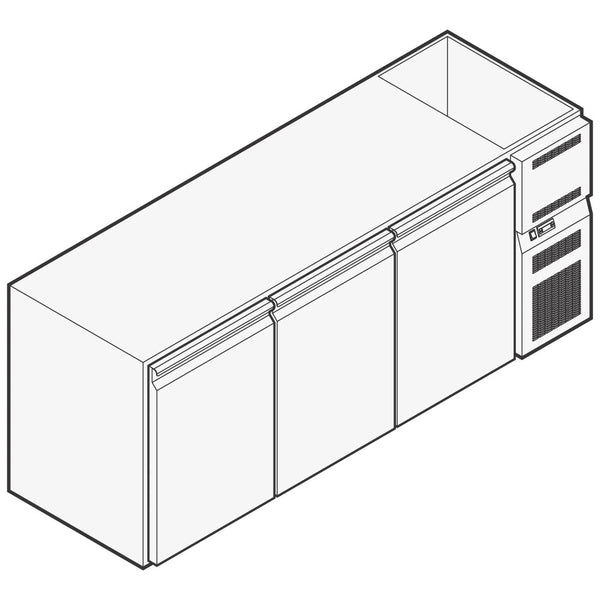 Getränkekühltheke mit 3 Türen, 2090x690 mm, +2°/+10°C