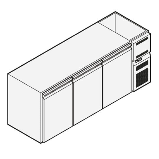 Getränkekühltheke mit 3 Türen mit Kühlwanne, 2090x690 mm, +2°/+10°C