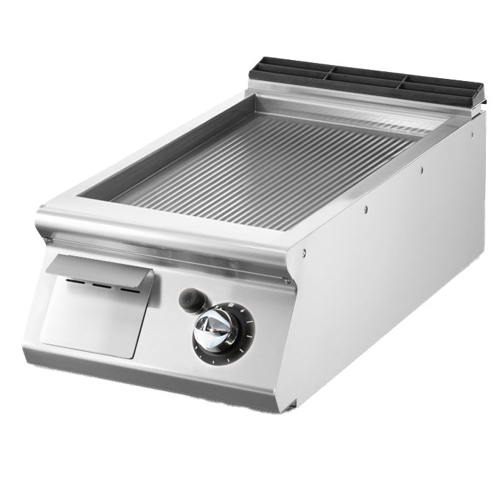 Gas-Grillplatte, Tischmodell, gerillte verchromte Platte