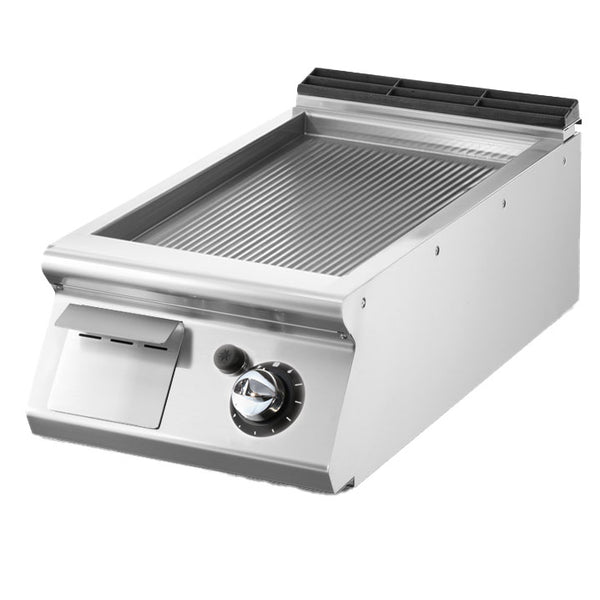 Gas-Grillplatte, Tischmodell, gerillte verchromte Platte