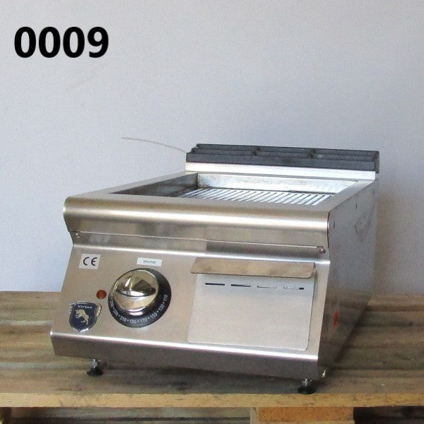 Elektro-Grillplatte, Tischmodell, gerillte verchromte Platte - GEBRAUCHT