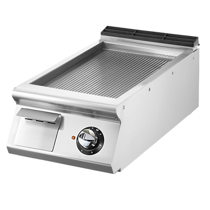 Elektro-Grillplatte, Tischmodell, gerillte verchromte Platte