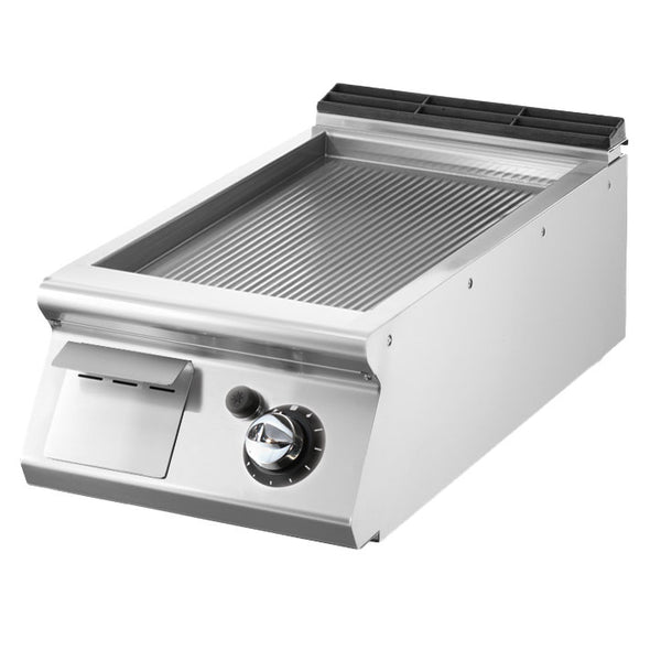 Gas-Grillplatte, Tischmodell, gerillte verchromte Platte